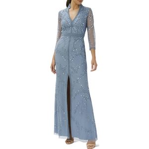 Adrianna Papell Womens Beaded Embellished Evening Dress Gown Petites BHFO 3029